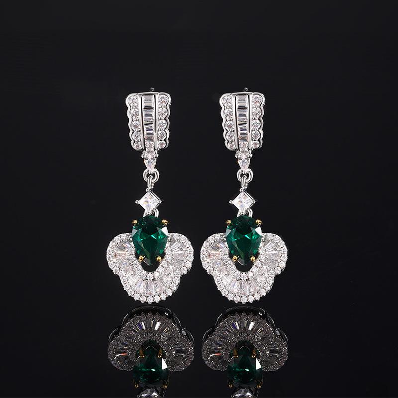 Beauty Expert Pink Crystal Zircon Retro New Chinese Ruby Earrings Long Flower Fringed Flower Decoration