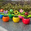 1PC Solar Flower Car Ornament Car Interior Automatic Swing Car Decoration Shaking Head Apple Flower Ornament