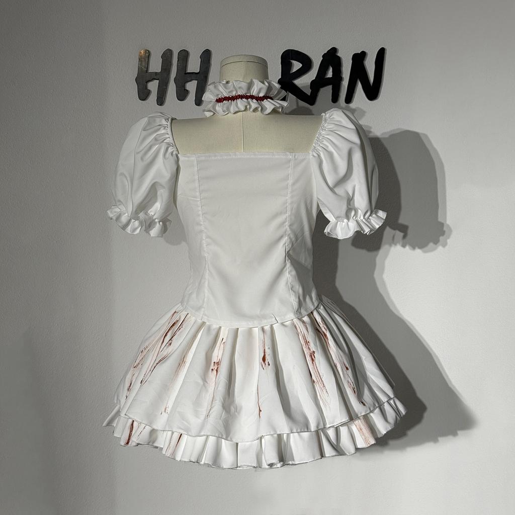 Платье для вечеринки в колледже, готический костюм косплея окровавленной куклы, костюм на Хэллоуин