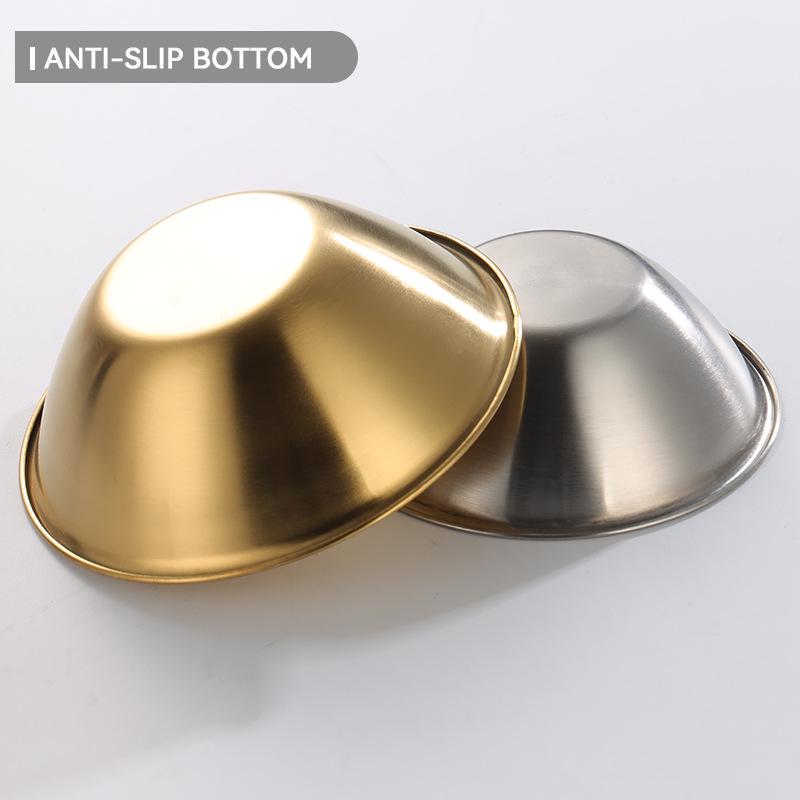 Салатник из нержавеющей стали корейской V-образной формы золотого цвета - однослойный, с закатанным краем, миска для хот-пота, приправ или закусок для ресторанов.