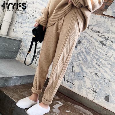 Женские модные повседневные однотонные брюки с высокой талией и принтом, брюки и капри