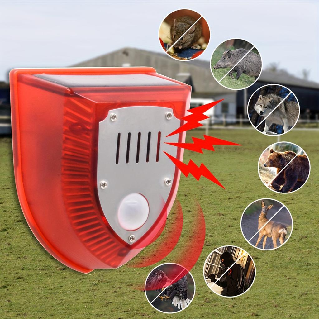 Solar Alarm Animal Induction Sound Light Outdoor Alarm Support For Orchard Villa Farm