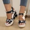 Spot Spring and Summer New Flower Fish Mouth Wedge Sandals Foreign Trade Large Size Strap Platform High Heel Fashion Sandals