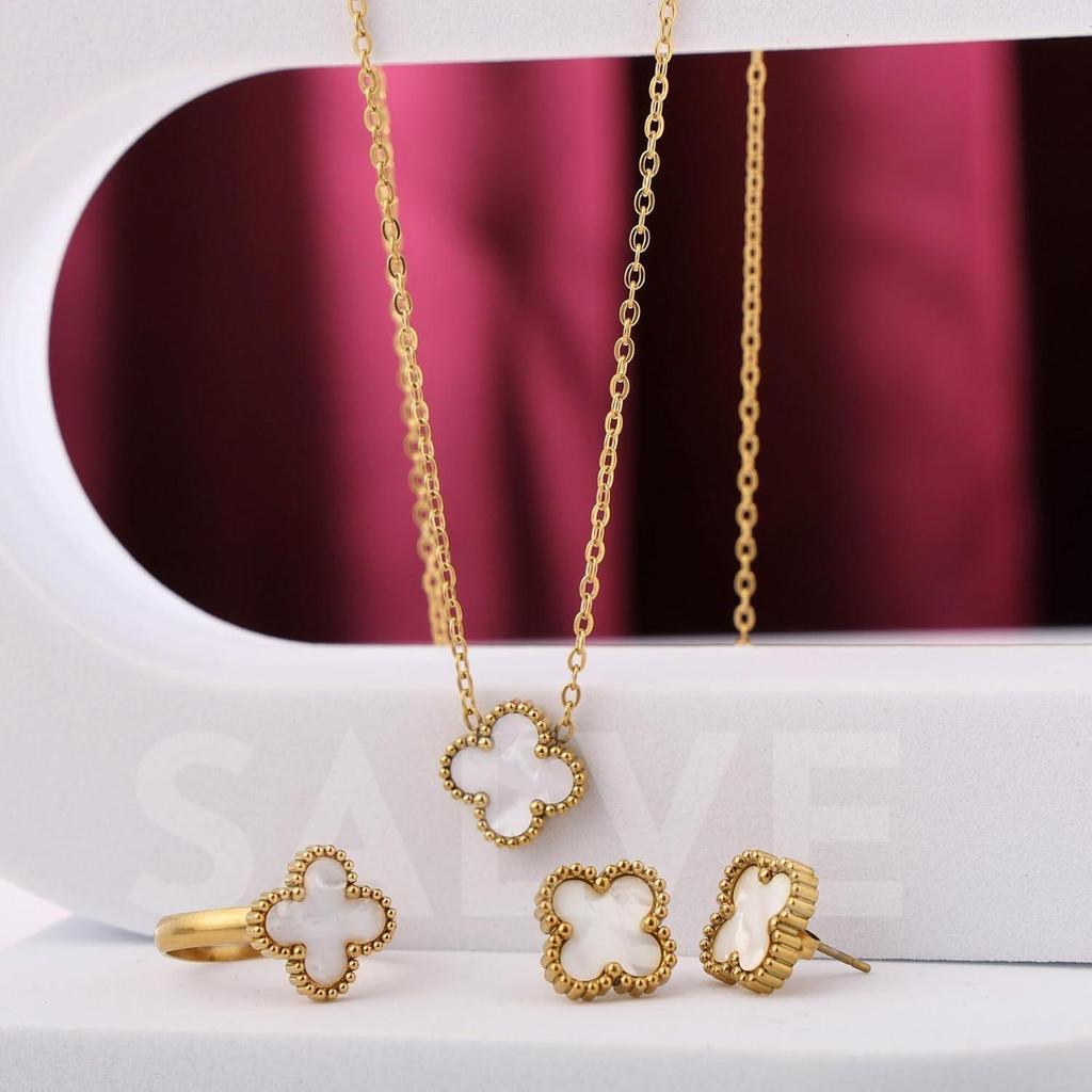 Не тускнеющий кулон-медальон для девочек | Эстетичные аксессуары для женщин | Стильное колье-клевер для девочек с цепочкой