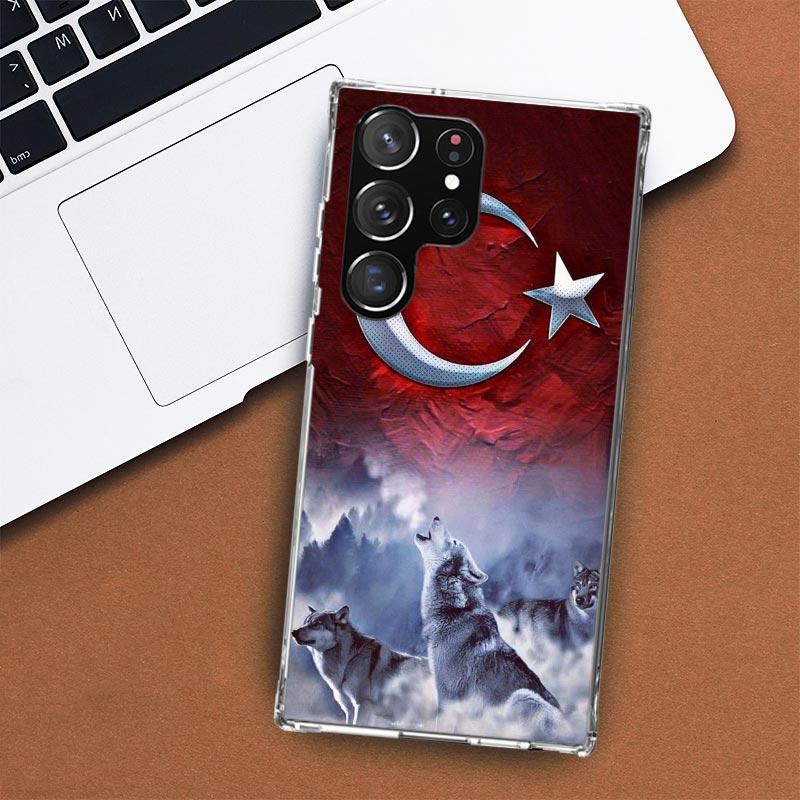 Чехол для телефона с турецким флагом для Samsung Galaxy S24 S23 S22 Ultra S21 S20 Fe S10 Plus S10E S9 S8 + Shell Coque