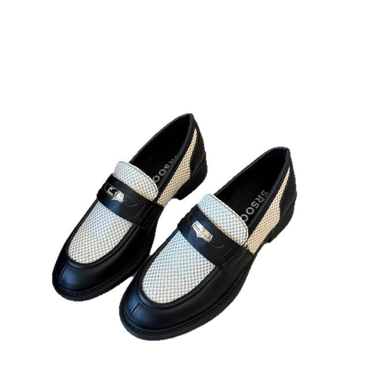 platform leather retro loafers women's spring and autumn platform design sense small gold coins British style small leather shoes women's single shoes