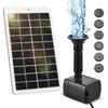 Solar Water Fountain Pump Outdoor 4W 5V Solar Panel Kit 200L/H Flow Rate with 5ft Cable 9 Nozzles for Bird Bath Garden Fish Tank