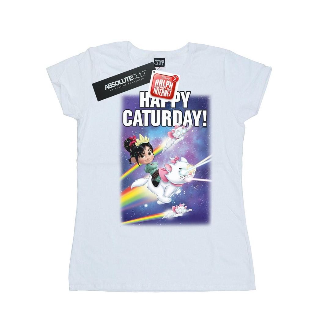 Disney Womens/Ladies Wreck It Ralph Happy Caturday Cotton T-Shirt