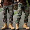 Men's Heavyweight Cotton Camo Jogger Pants - Loose, Multi-Pocket, for Autumn.