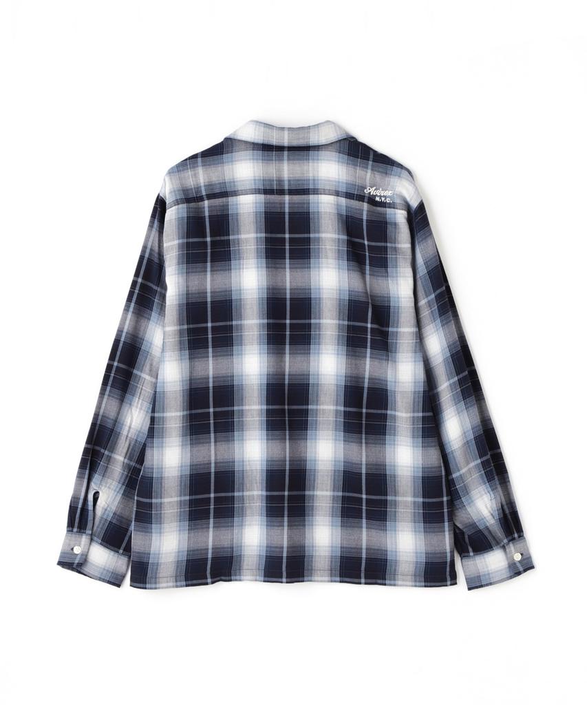 AVIREX OMBRE CHECK SHIRT NYC Long Sleeve Ombre Check New York Size M Shirt, City, Men's, (110), Blue, 783-5120007
