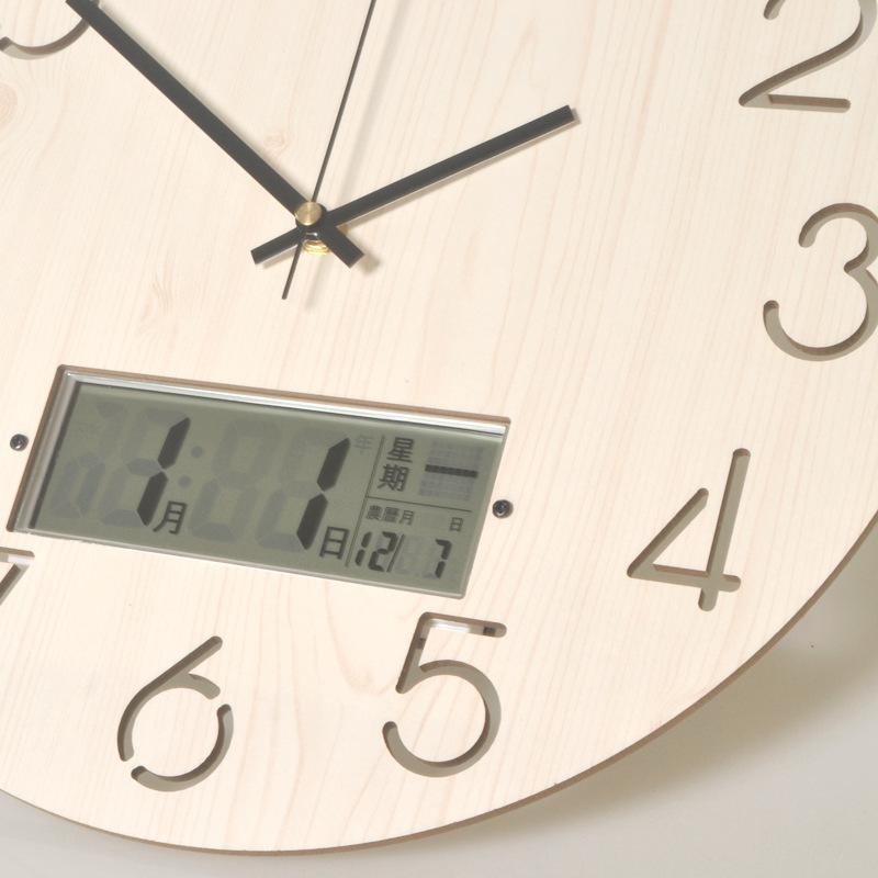 Настенные часы из древесного волокна для гостиной, современные, простые и атмосферные, 14 дюймов 35 см, бытовые часы, бесшумные часы с вечным календарем, настенные часы