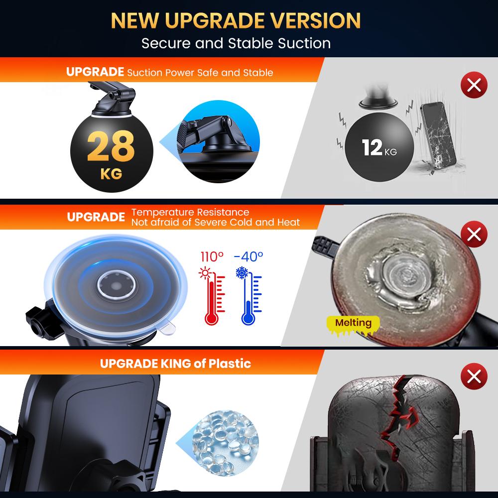 TOPK Car Phone Holder Air Vent Suction Cup Mount Stand for iPhone Samsung Xiaomi, Universal Mobile Support GPS Bracket