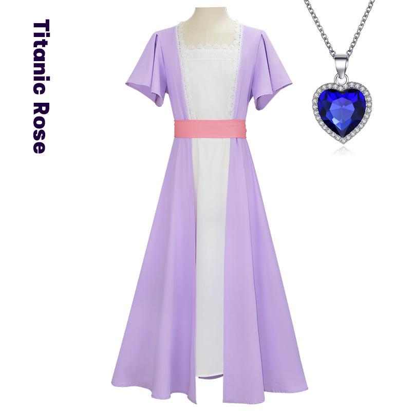 Anime Figures Rose Costume Tea Party Cosplay Costume Light Purple Elegance Halloween Carnival Party Adult Dress For Woman