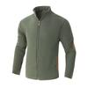 Men Fleece Lined Stand Collar Zip Up Loose Jacket