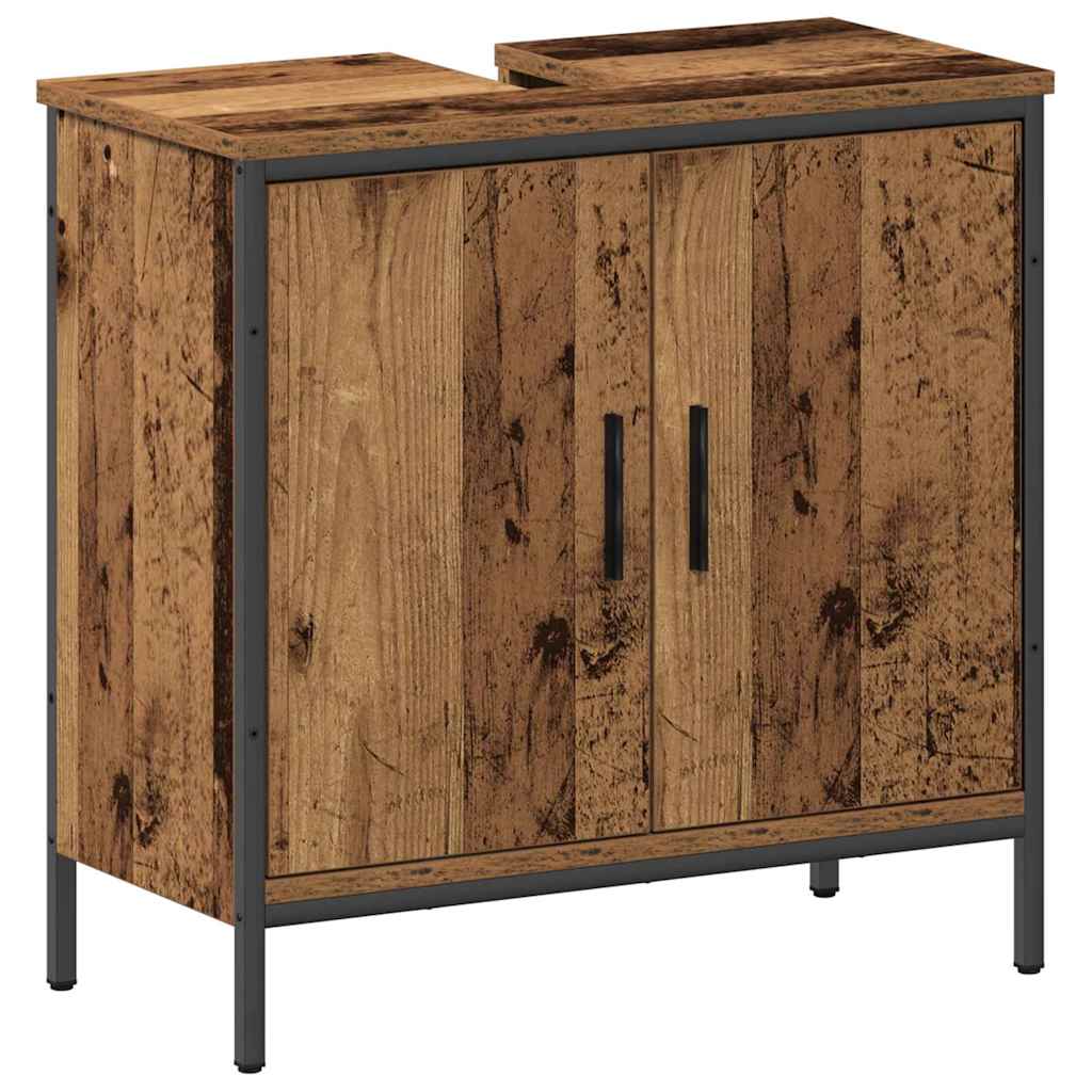 Bathroom Furniture Set with Shelf and Door 2 pcs Brown Particleboard