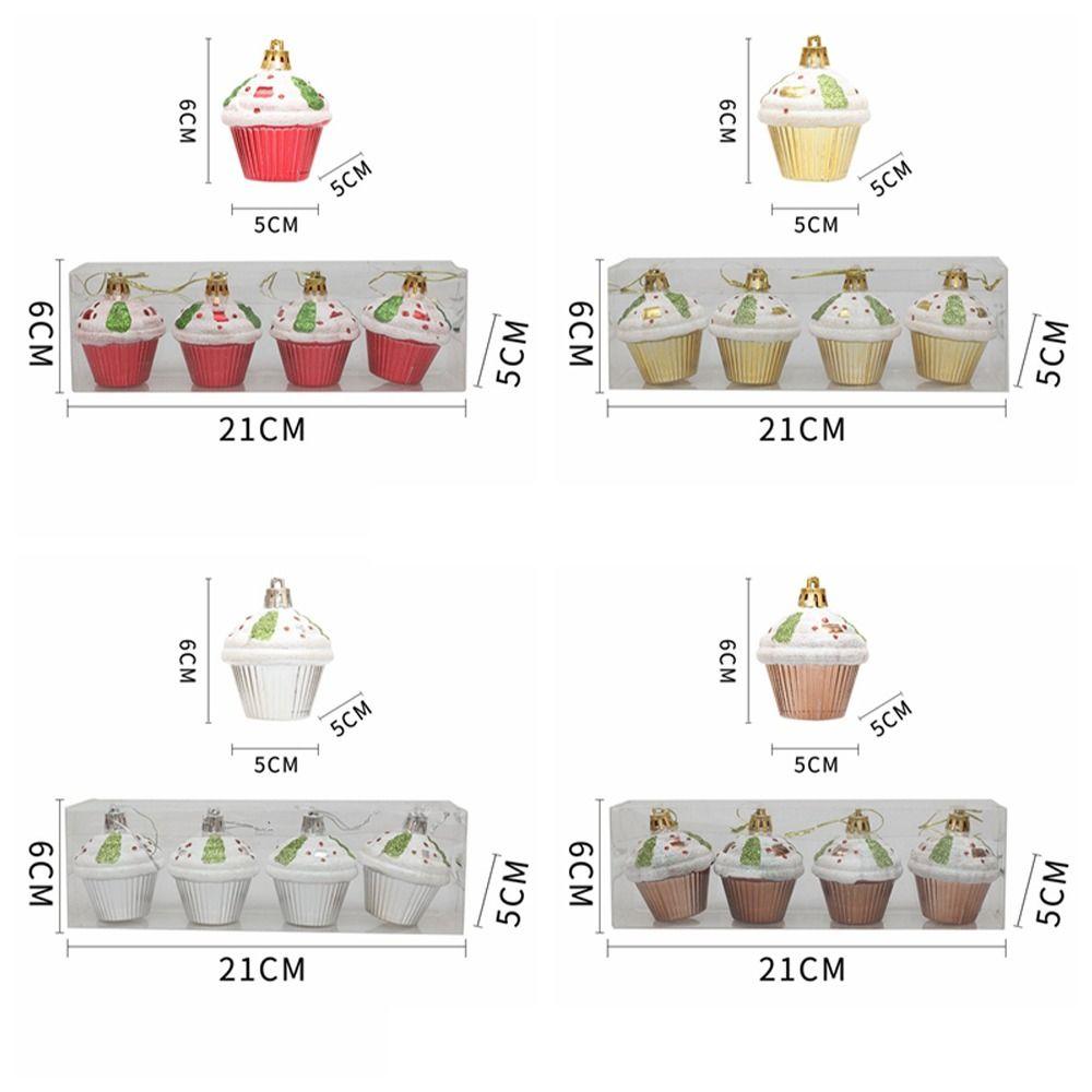 4pcs DIY Crafts Painted Christmas Cake Pendant Cartoon Christmas Tree Decoration  Home Xmas Decor
