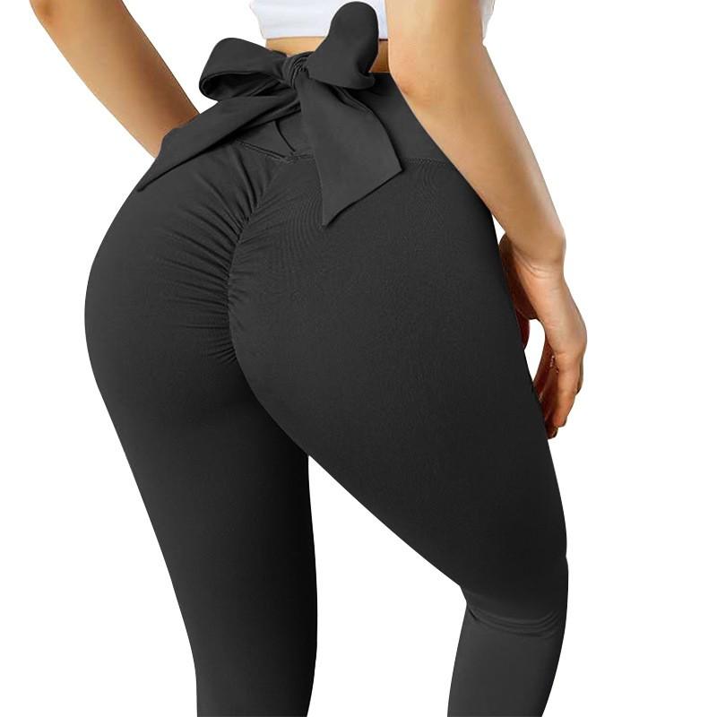 Womens High Waist Yoga Pants Bow Butt Lift Tight Fitness Leggings Quick Dry Sports Activewear