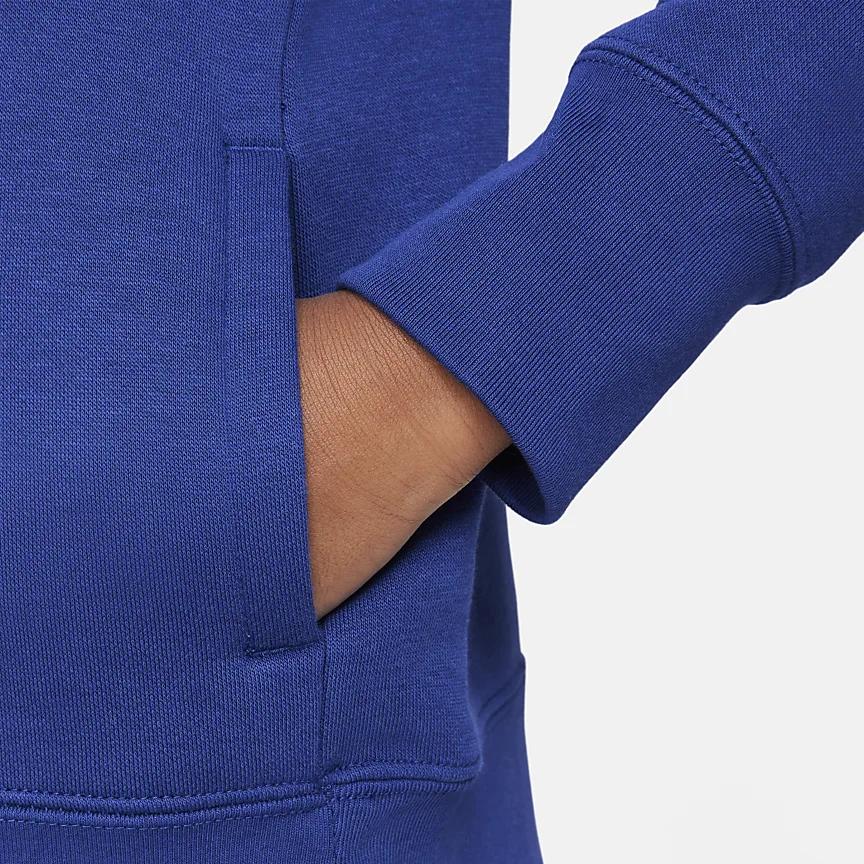 Nike Толстовка с принтом логотипа-буквы, круглый вырез, повседневная, флис, детские топы, темно-синий DQ3860-455