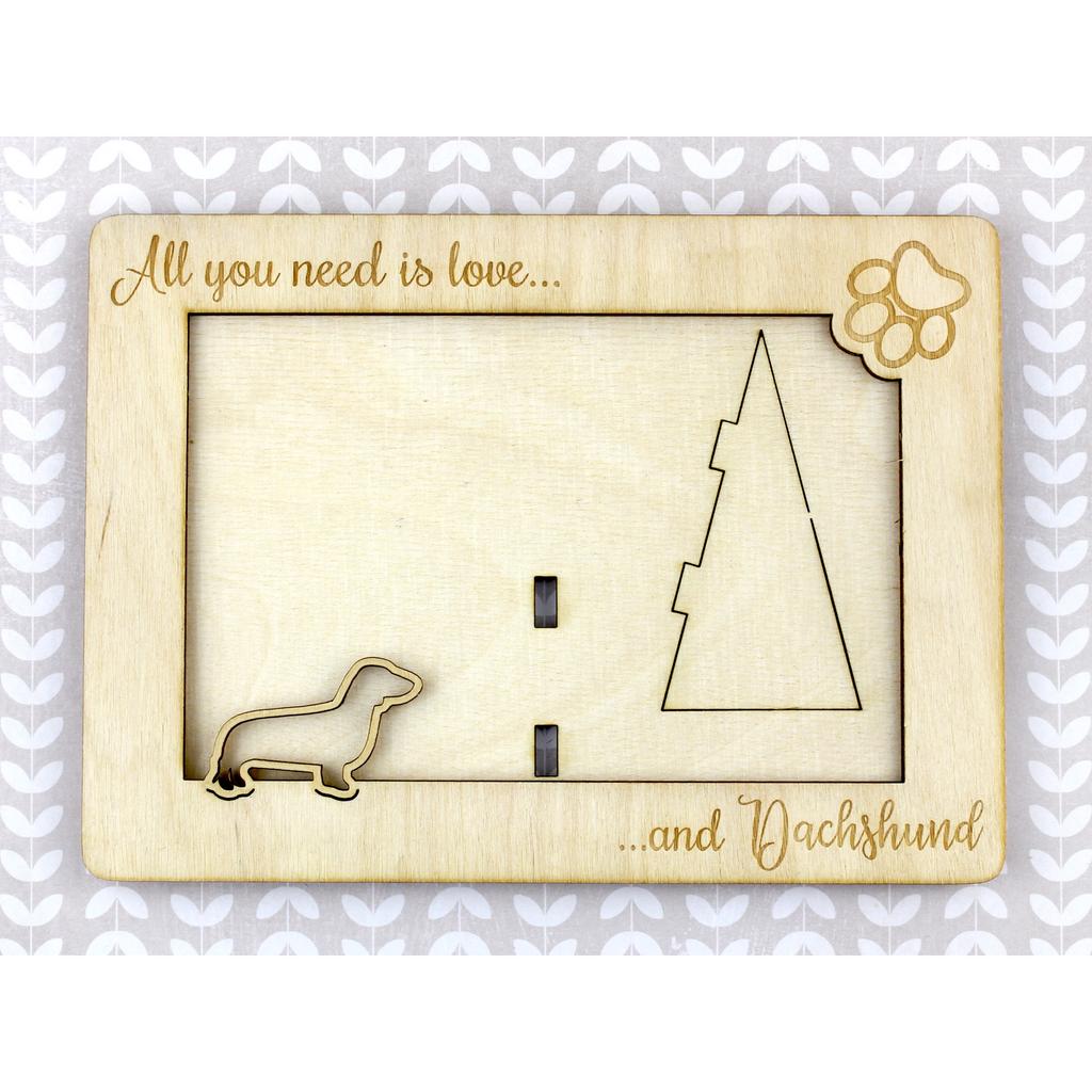 Dachshund Smooth-haired, Wiener dog, Badger dog – Photo frame, engraved wooden frame | Art-Dog