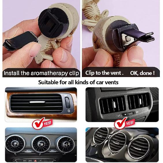 Evil Skull Car Air Fresheners Vent Clips, Cool Skull Car Accessories With 6 Felt Pads, Cute Automotive Halloween Decorations Interior For Men Women