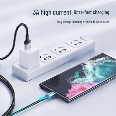 Кабель Type-C для быстрой зарядки 3A с индикатором для устройств Apple и Android