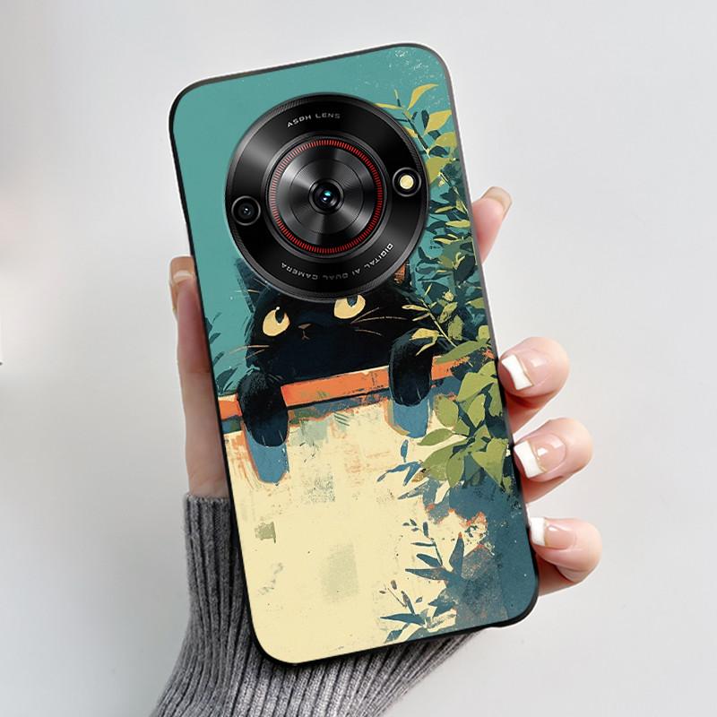 Милый Мультяшный Чехол Для ZTE Blade A75 5G/Nubia Focus 5G/Nubia Calf 5G Печатный Корпус Защитная Крышка Мягкий Силикон Черный Корпус