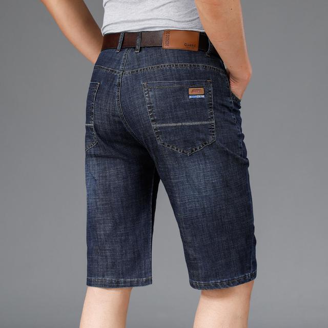 Summer Men's Thin Short Jeans Business Fashion Classic Style Light Blue Elastic Force Denim Shorts Male Brand Clothes