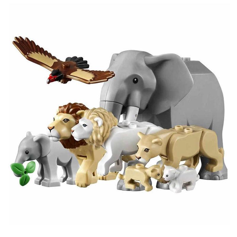 Конструктор MOC Животные Зоопарк Слоны Тигры Шимпанзе Лось Медведи Овцы Верблюд Лошадь Крокодил Леопард Мини Декоративные Кирпичики T11