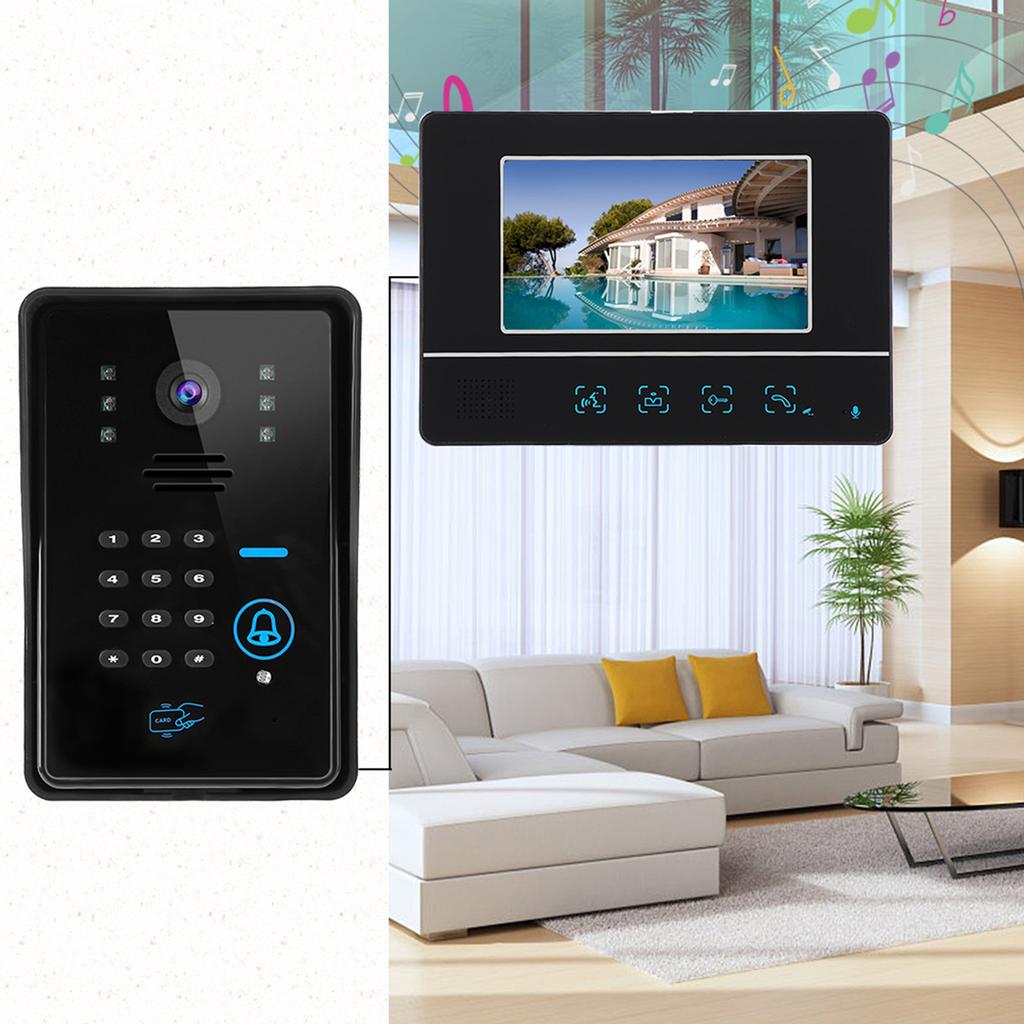 7in Wired Video Doorbell Password Card Night Vision Remote Access System