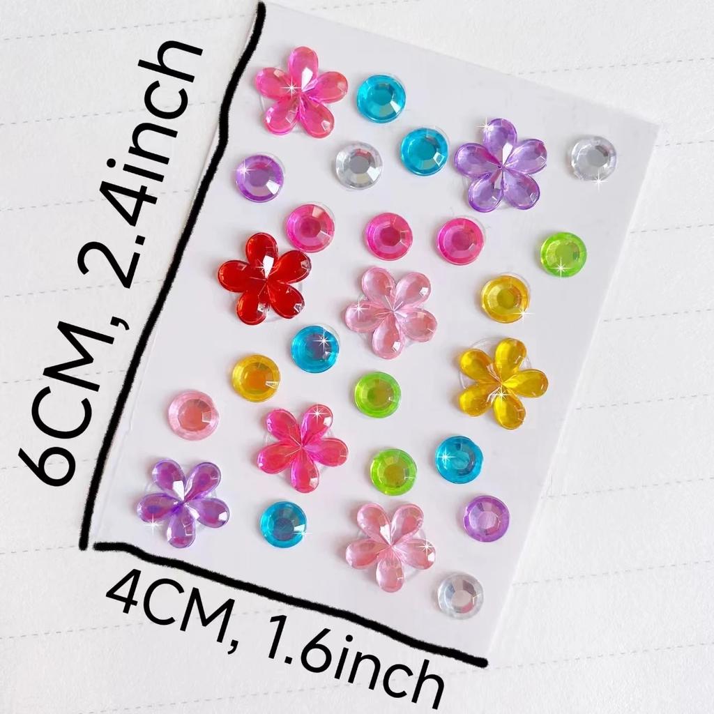 10 pieces of Mini Heart Diamond sticker Plum Blossom Star color acrylic flower sticker make-up eye patch children