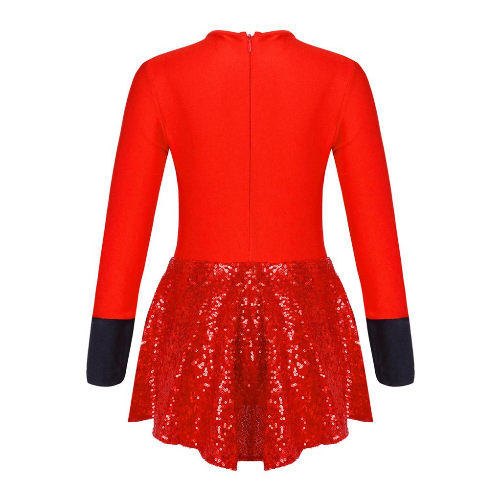 Kids Girls Halloween Cosplay Circus Ringmaster Dress Up Costume Sequins Jazz Dance Wear Leotard Dress