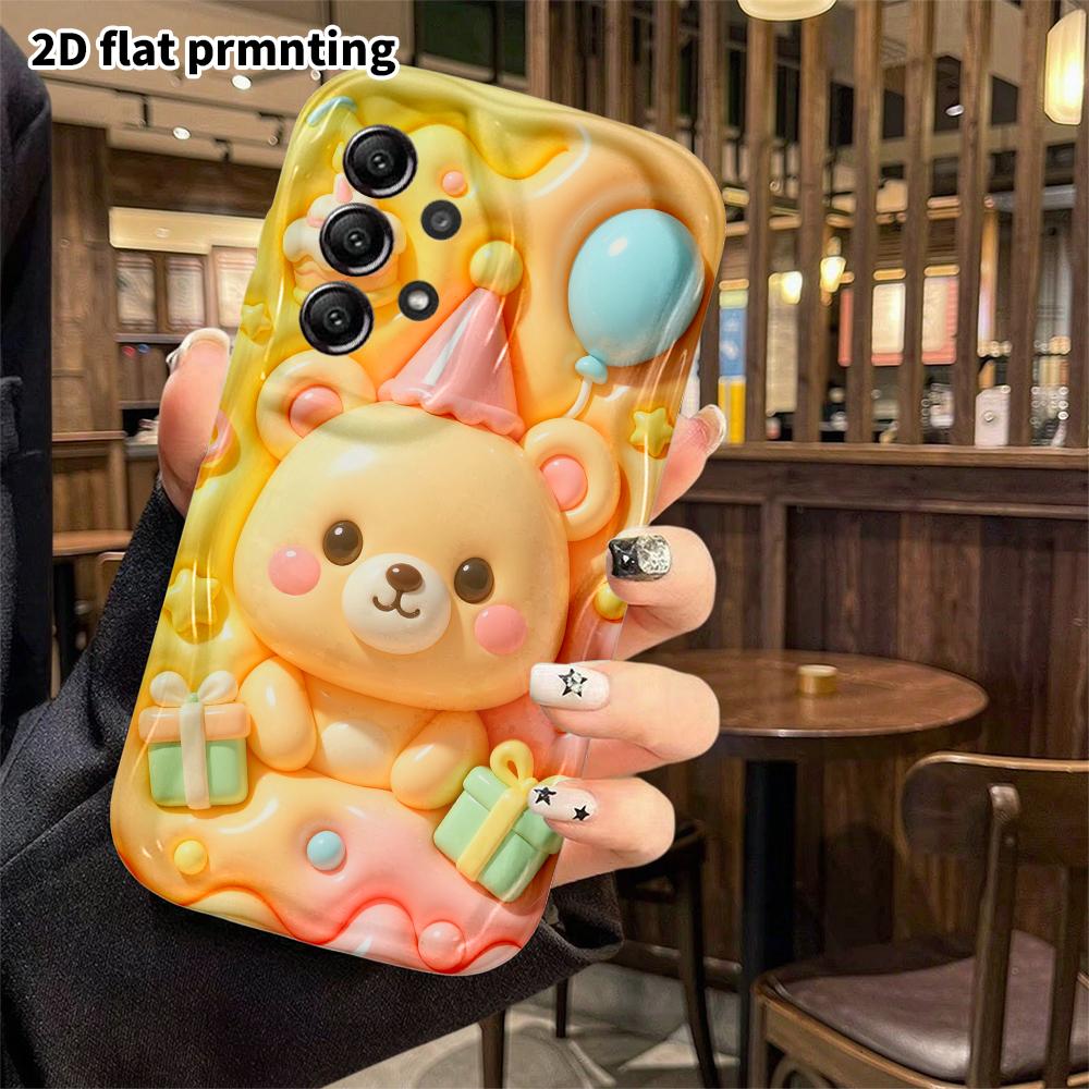 Phone case: 2D flat, compatible with Samsung Galaxy A34 A35 M05 M06 S20 S22 S21 FE Plus 5G protective cases, birthday little bear, perfect Christmas a