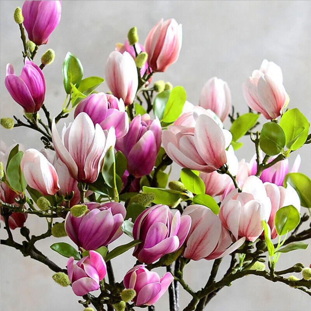 Decoration Film Feel Faux Flower Branch Decorative Flowers Magnolia Bouquet Artificial Flowers