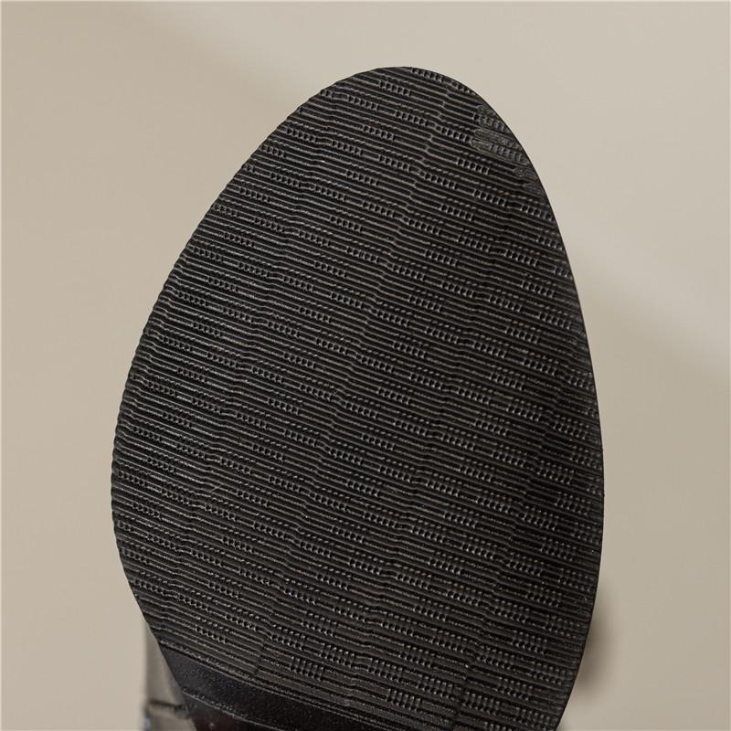 Women's High-heeled Boots Autumn and Winter New Solid-color Thick-heeled Boots Versatile Large-size Roman Medium Boots