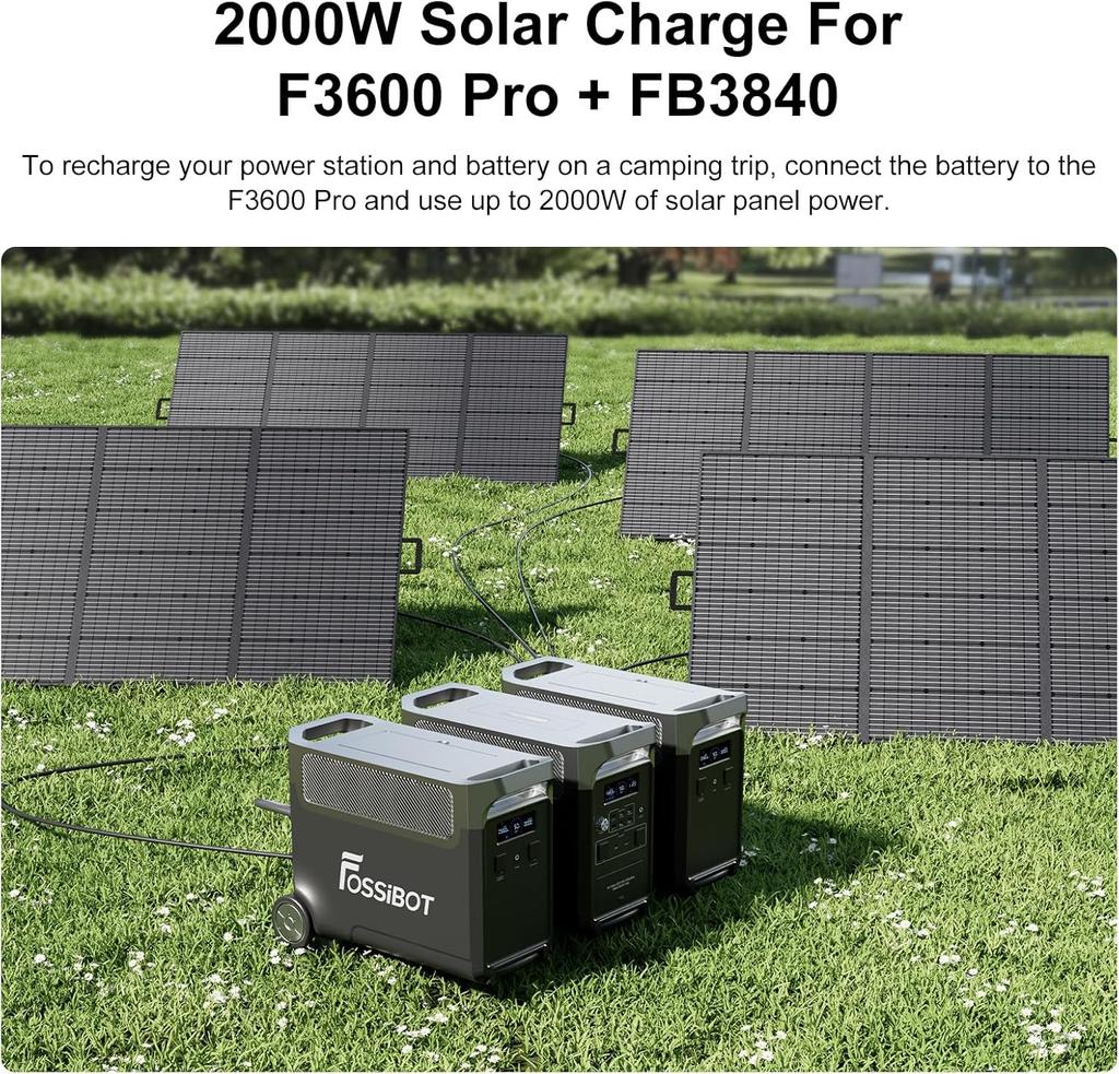 FOSSiBOT 3600W(Peak 7200W) Power Station with 2x Additional Battery pack,11.52KWh Solar Generator Power Generator Power Bank Charger with UPS Function