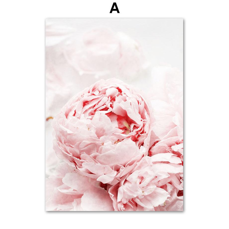 Розовый Перо Пион Цветок Фламинго Хлопок Плакаты И Принты Холст Картина Скандинавские Настенные Картины Для Гостиной Домашний Декор