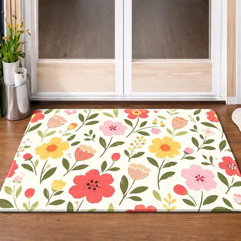 Watercolor Hole Frog Doormat Funny Animal Non Slip Rug Green Botanical Front Door Entry Decor Mat