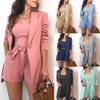 2024 Spring/Summer Women's Solid Color Three-Piece Set: Tank Top, Blazer, High Waist Shorts