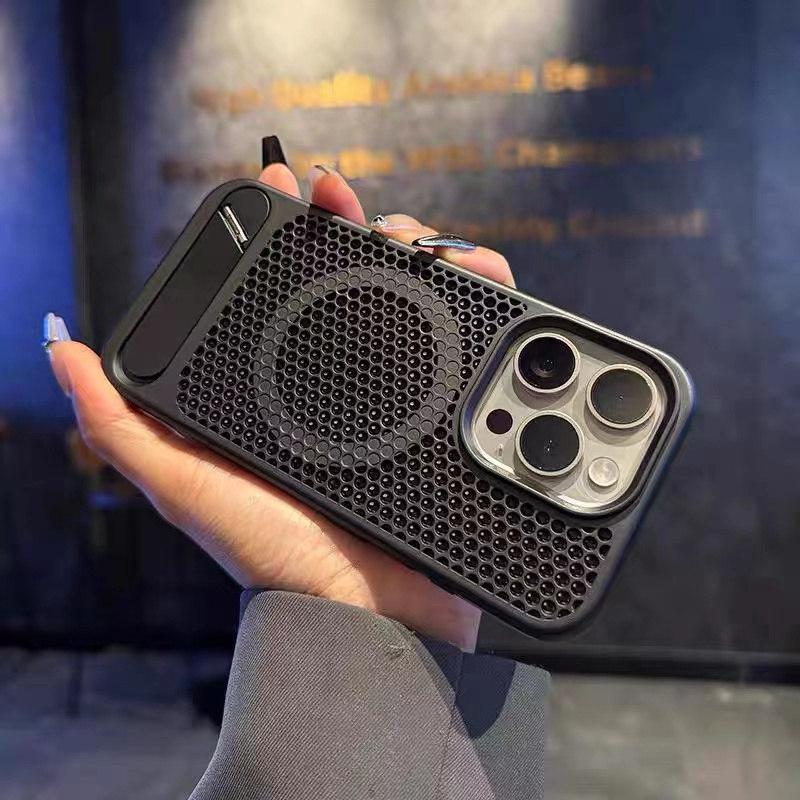 Новый магнитный охлаждающий чехол в виде сот с подставкой для iPhone 15 Pro Max 14 Plus 13 12 Pro 11, универсальный защитный чехол от падения