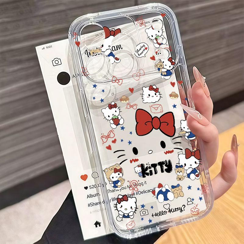 Прозрачный чехол Hello Kitty с цепочкой для Xiaomi Redmi Note 15 Pro 15C 5G 14C Note 14 13 12 Pro Plus 13C 12C A5 5G 4G INS