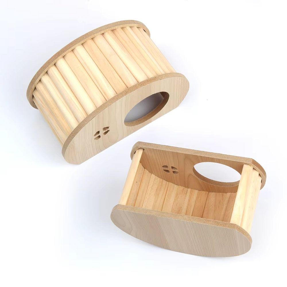 with Hiding Hole Hamster House Smooth Hamster Wooden Bridge for Guinea Pigs Rats Small Animals