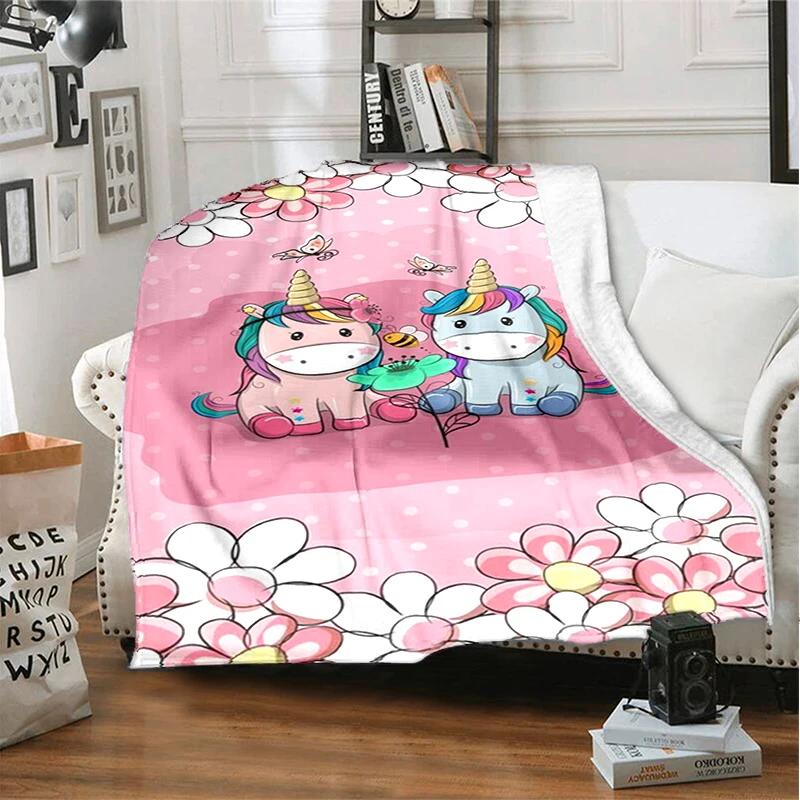 3D cartoon fantasy unicorn warm and soft linen blanket cover suitable for living room, bedroom, bed, sofa, hiking, leisure