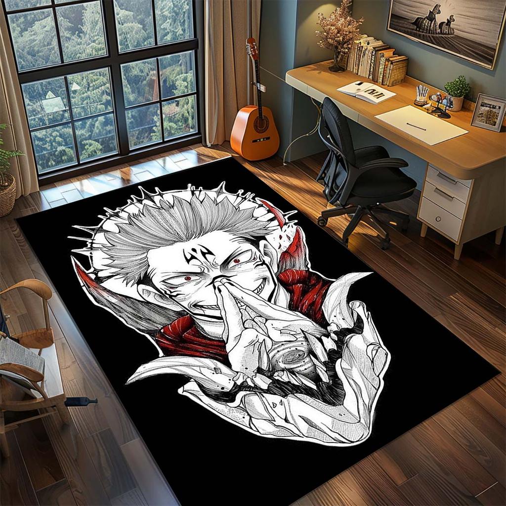 Ковер Аниме Jujutsu Kaisen Большой Ковер Нескользящий Моющийся Коврик для Пола Комната Геймера Спальня Домашний Декор -QJY