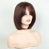 Short Blond Brown Synthetic Bob Wig with Bangs Natural Looking Heat Resistant Wig for Women Daily Party Halloween