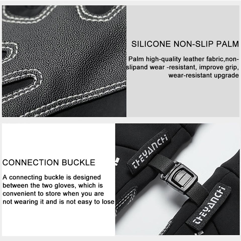 Gobygo Зимние ветрозащитные перчатки Водонепроницаемые Утепленные Велосипедные перчатки Теплые Противоскользящие Сенсорный экран На открытом воздухе Спорт Бег Мужчины Женщины