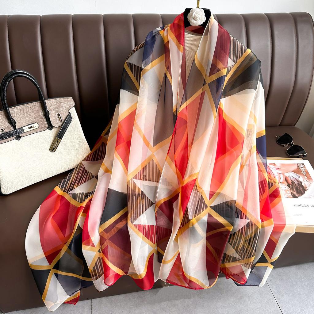 Women's Fashion Scarf Polyester Mature Style with Plant Pattern - Large Beach Shawl Wrap, Decorative Sun-Proof and Windproof