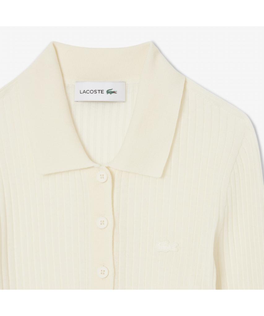 LACOSTE Women'S Ribbed Long Sleeve Polo Sweater Af4006-55N 70V
