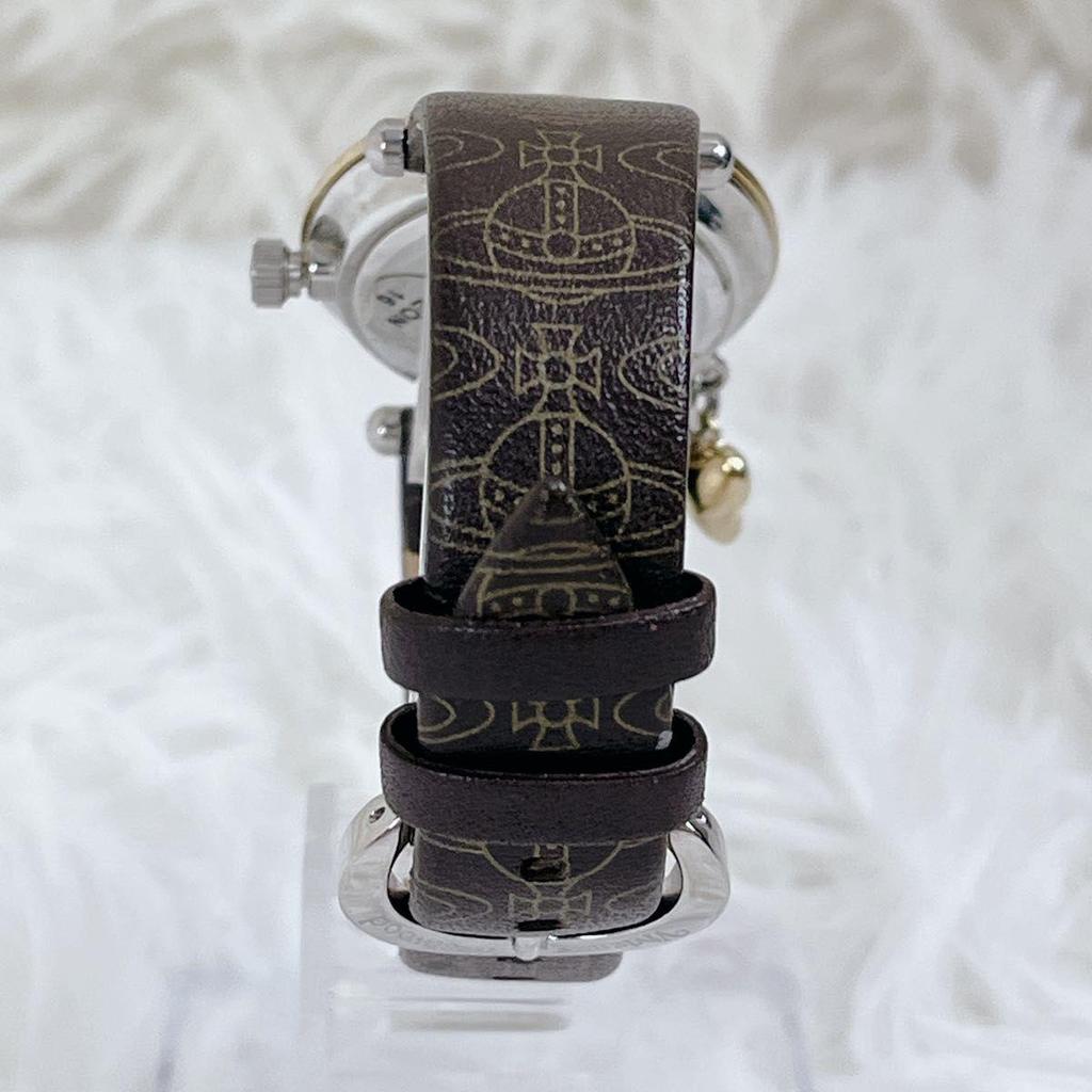 Б/у Рабочий Предмет Редкий Вне Печати Vivienne Westwood Шарм-сердце Узор Orb All-over Часы-ремень Vivienne Westwood