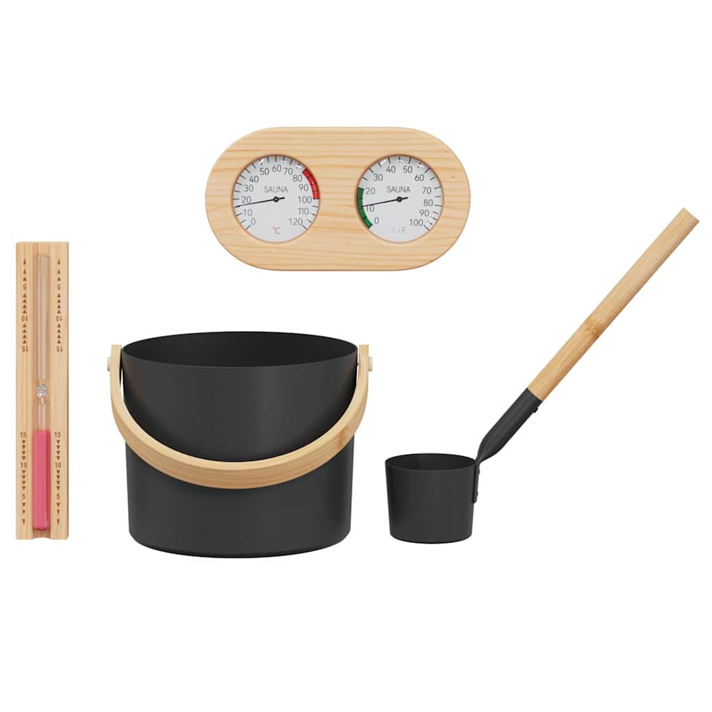Sauna Accessories Set 4 pcs Black
