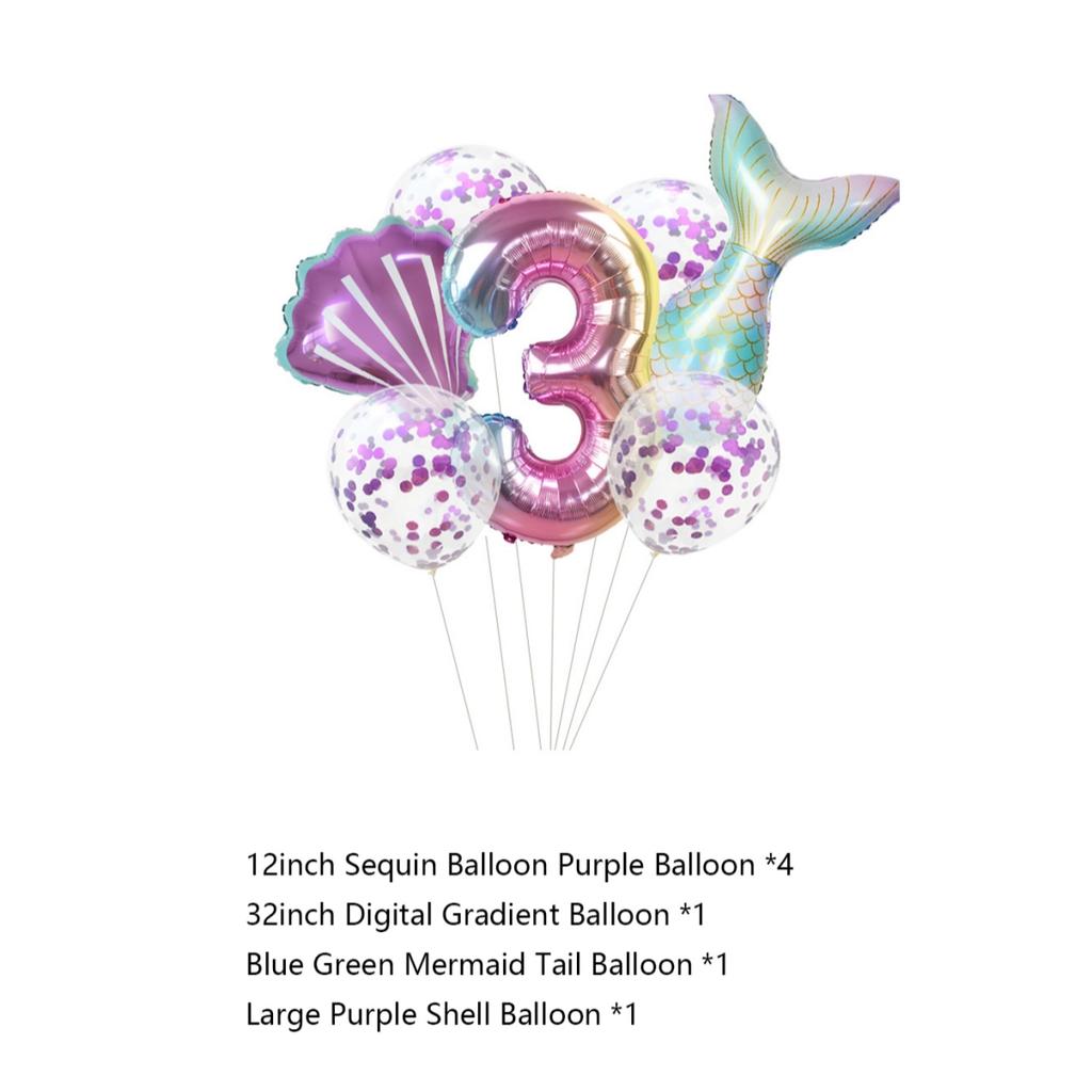 7 шт./компл. воздушные шары с номером Русалки, градиентный цветной номер, воздушный шар из фольги, детская тема Русалочки, украшения для дня рождения, детского душа, вечеринки